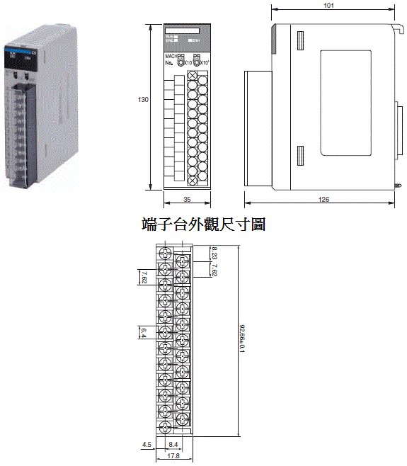 CS1W-PPS01 外觀尺寸 1 CS1W-PPS01_Dim