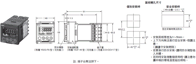 E5CN-HT 外觀尺寸 2 