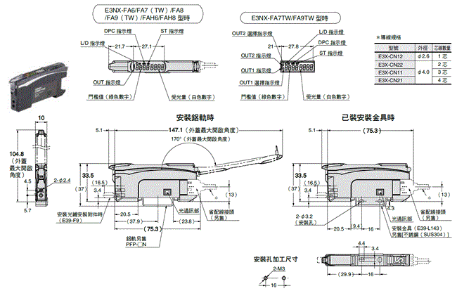 E3NX-FA 外觀尺寸 5 