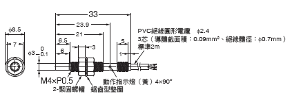 E2E(小徑型) 外觀尺寸 25 