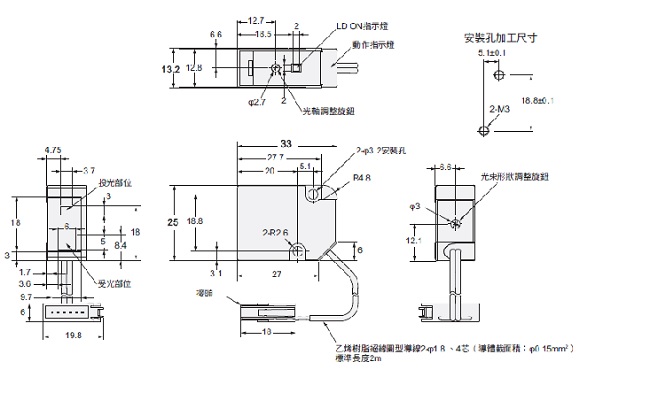 E3C-LDA[]N 外觀尺寸 1 