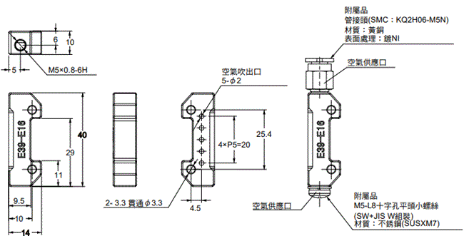 E3Z-[]-UL 外觀尺寸 42 