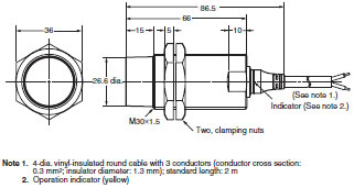 E2A 外觀尺寸 26 E2A-M30LN30-WP-[][]_Dim