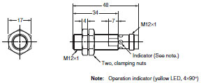 E2A 外觀尺寸 36 E2A-M12KS04-M1-[][]_Dim