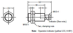 E2A 外觀尺寸 39 E2A-M18KS08-M1-[][]_Dim