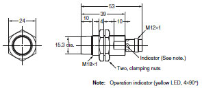 E2A 外觀尺寸 40 E2A-M18KN16-M1-[][]_Dim