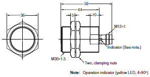 E2A 外觀尺寸 42 E2A-M30KS15-M1-[][]_Dim
