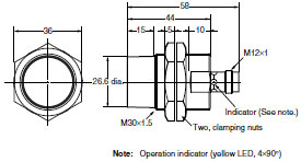 E2A 外觀尺寸 43 E2A-M30KN20-M1-[][]_Dim
