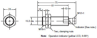E2A 外觀尺寸 52 E2A-M18LN16-M1-[][]_Dim