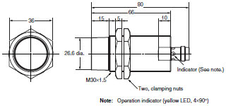 E2A 外觀尺寸 55 E2A-M30LN30-M1-[][]_Dim